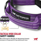 Tuff Pupper Tactical Dog Collar with Handle | Heavy Duty Adjustable Dog Collar | Military Nylon Collar for Medium Dogs | Quick-Release Buckle | Soft Padded Comfort | Training Control (Purple, Medium)