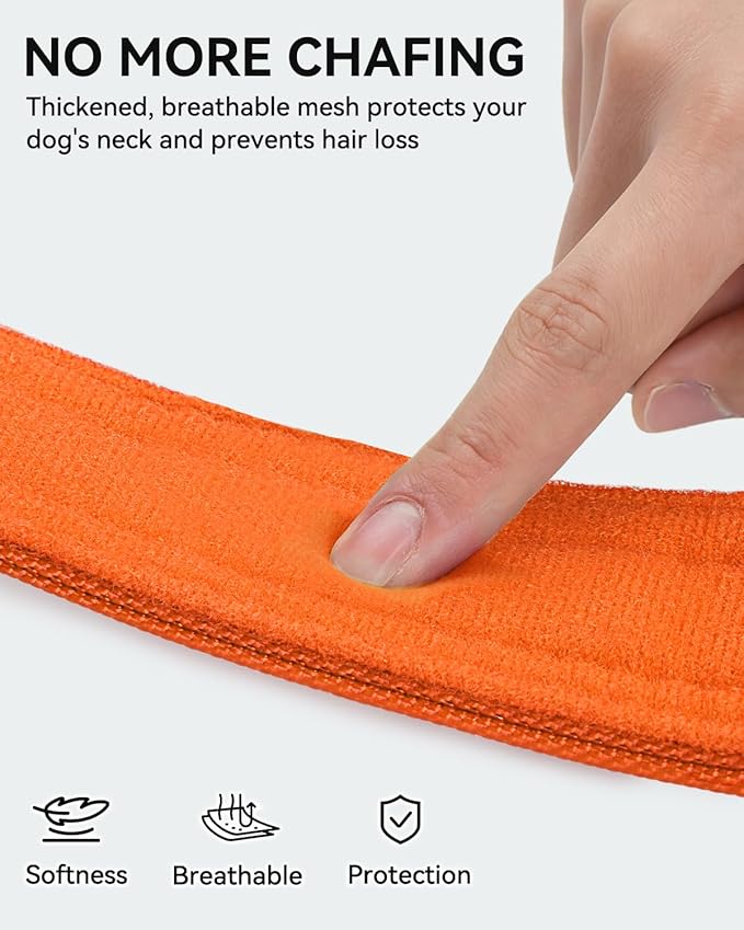 Joytale Tactical Dog Collar with Handle and Metal Buckle, Heavy Duty Padded Military Collar with 2 Patches for Training, Adjustable for Medium Dogs, Orange, M