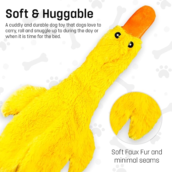 FGA MARKETPLACE Duck-Frog-Squirrel Flat NO Stuffing NO Squeak Plush Dog Toy, Funny Style Will Entertain Your Pet for Hours, Recommended for Small and Medium Dog 21 INCH Long