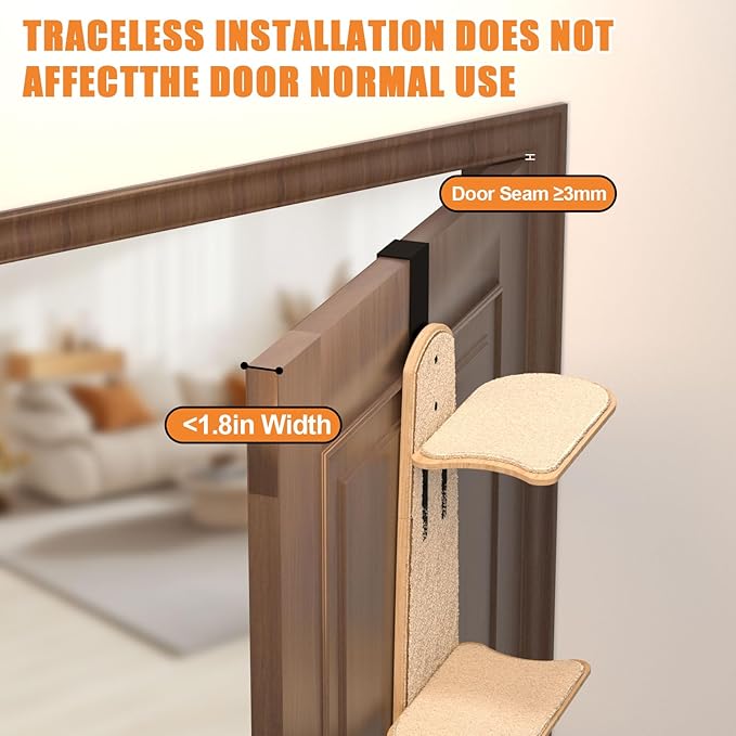 Door Hanging Cat Shelf, Multi Level Door Hanging Cat Tree, 4-Levels Over The Door Cat Tree, Vertical Space for Cats Door Hanging for Indoor Cats (1, Style)
