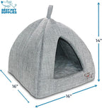 Best Pet Supplies Cat Bed for Indoor Cat, Domed Tent House with Removable Pillow, Covered Cat Cave for Small Dog, Puppies and All Breeds of Cats - Gray Linen, 16 x 16 x H:14"