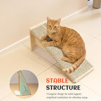 PETKARAY Inclined Cat Scratcher, Sisal Scratching Ramp for Indoor Cats, 24.8'' Cat Scratch Post for Couch, Replaceable Sisal Scratch Pad with Toy Ball, Chevron
