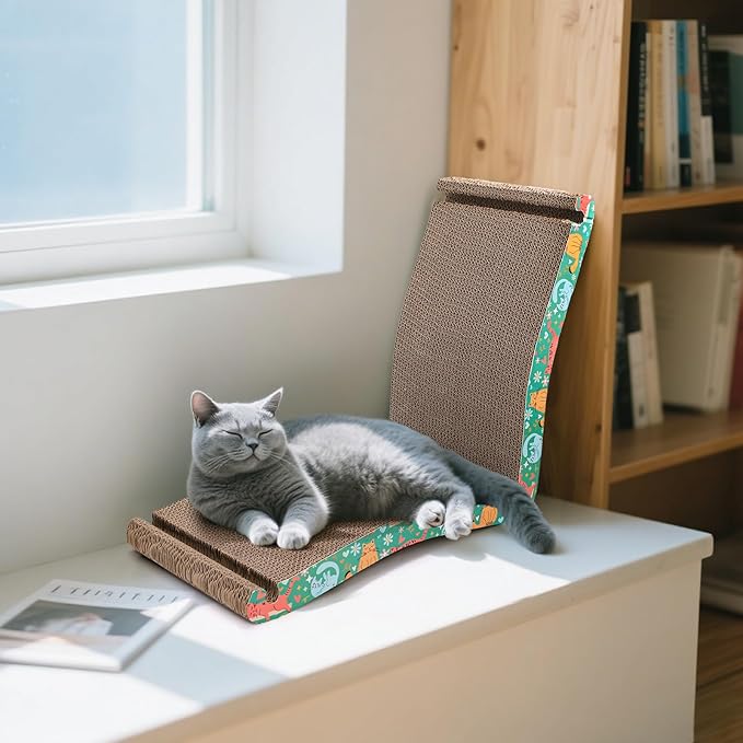 Nicunom Cat Scratcher Foldable Cat Scratching Board, Triangle Cat Scratching Pad, 6 Usable Sides Cat Scratchers Vertical Cat Scratching Post for Indoor Cats, Recyclable Cardboard Lounge