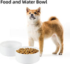 Ceramic 6.1inch Non-Slip Dog Food and Water Bowl for Small & Medium Breed Dogs,Pet Bowl for Replacement, Protects Cervical Spine (White)