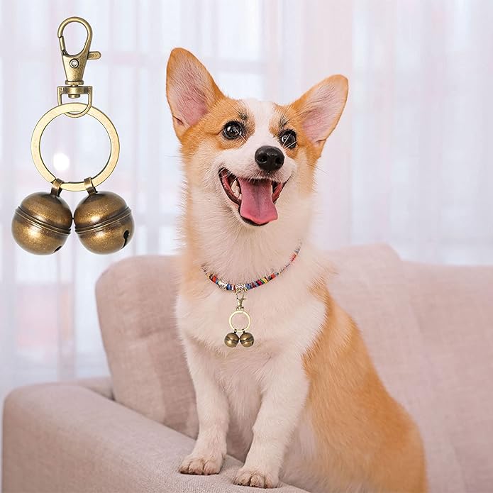 Copper Bells for Dog Collars with Snap Clips - Dog Bells to Go Outside,Made of Pure Copper for Dogs/Cat - Clear Sound & No Rust - Know Where Your Pet