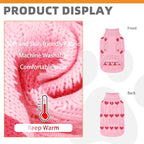 KOOLTAIL Valentine's Day Dog Sweater Turtleneck, Cold Weather Pullover Classic Knitwear, Heart Pattern Thick Warm Winter Pet Clothes, Cable Knit Sweater for Small Medium Large Dogs Girl Boy, Pink M