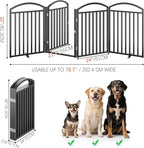 Folding No-Assembly Freestanding Dog Gate with Door,32" Heights Foldable Pet Fence,96" Extra Wide Accordion Puppy Folding Playpen for Doorways,House,Stairs (4 Panels,Black)