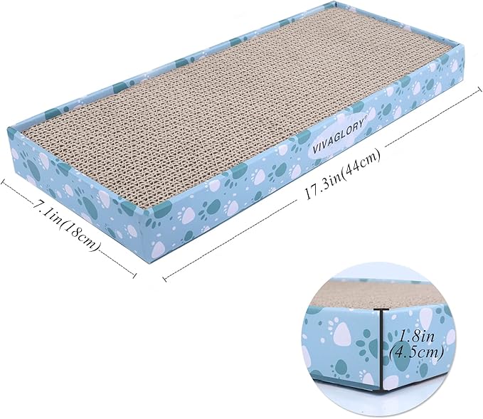 VIVAGLORY Cat Scratcher Padpal Cat Scratching Board, Cardboard Scratcher with Catnip for Indoor, Flat Scratch Board Scratch Pad Cardboard for Kitten, Narrow, 3Pack