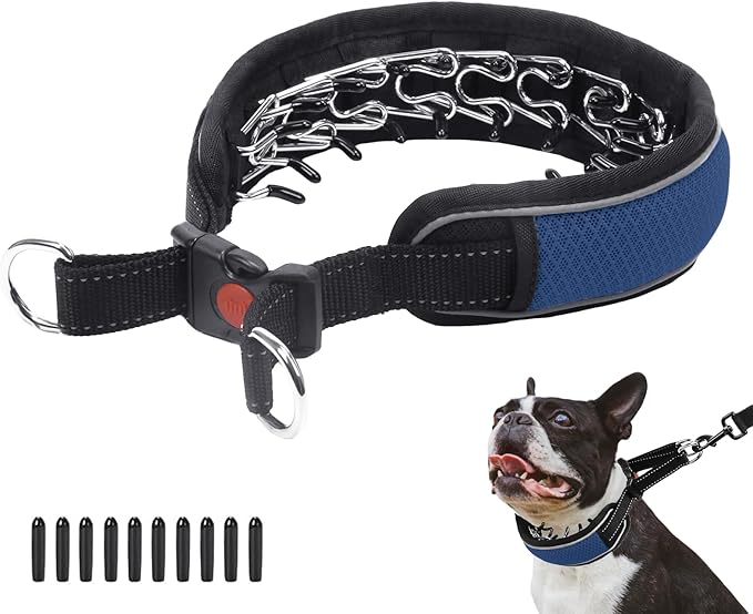 Martingale Collar for Dogs, Reflective No Pull Dog Collar for Large Medium Dogs, Adjustable Anti Pull Dog Collar for Training Walking, Heavy Duty Nylon Slip Collar with Buckle 2 Inch Wide M Dark Blue