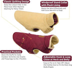 Queenmore Dog Winter Coat Warm Puffer Jacket Waterproof Plush Lining Thermal Cold Weather Vest for Small Medium Large Dogs, Windproof Easy On Pet Jacket Burgundy M