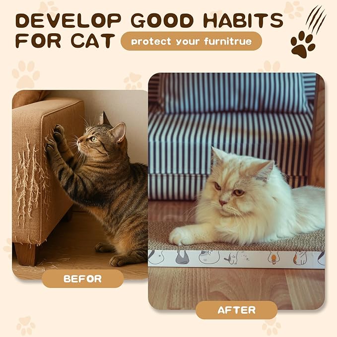 16pcs Small Cat Scratching Cardboard Bulk 13.4x6x0.8 Inch Durable Cat Scratch Pad Reversible Cardboard Safe for Indoor Kitten Shelter Stray Kitten Sleep Biting Play and Grind Claws(Straight)