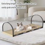 3 Function in 1 Cardboard Cat Scratcher Board, 31.5 in Cat Scratcher House, Cat Scratchers for Indoor Cats, Arched Cats Scratch Pad As Cat Bed, Cat Tunnel for Sleep, Grind Claws (Dark Gray)