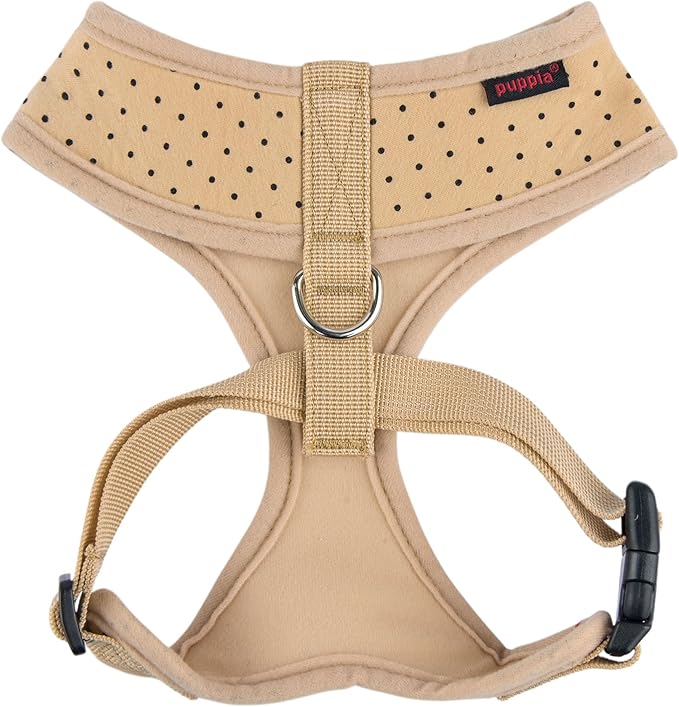 Puppia Dotty Dog Harness A (Over-the-Head) Fashionable Polka Dot Pattern Spring Summer Harness for Small Dogs, Beige, X-Small