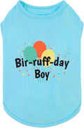 Fitwarm Birthday Boy Dog Shirt, Bir-Ruff-Day Boy Funny Dog Clothes for Small Dogs Boy, Pet Birthday Outfit, Cat Tshirt, 100% Breathable Cotton, Aqua Blue, XS