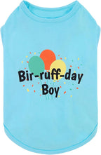 Fitwarm Birthday Boy Dog Shirt, Bir-Ruff-Day Boy Funny Dog Clothes for Small Dogs Boy, Pet Birthday Outfit, Cat Tshirt, 100% Breathable Cotton, Aqua Blue, Small
