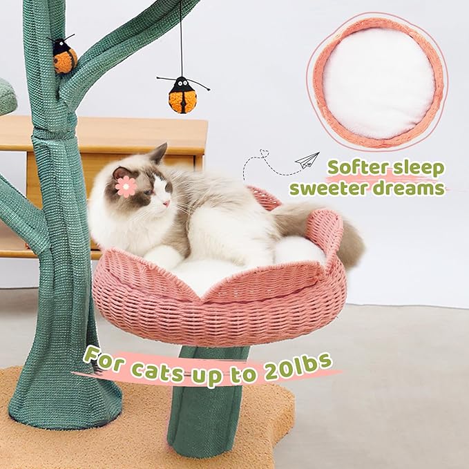 Happy & Polly Tulip Design 47.8-in Fleece Large Cat Tree (Pink)