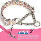 Chain Martingale Choke Collar for Dogs - No-Pull Adjustable Training Collar, Secure Control Slip Collar for Large & XL Dogs(XL)