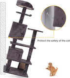 53 inches Heavy Duty Multi-Level Cat Tree Tower with Condo Furniture & Scratching Posts for Kittens Play Rest (Grey)