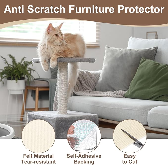 uxcell Self-Adhesive Cat Scratching Mat, 2 Rolls 39.4" x 15.8" Couch Protector from Cat Claws for DIY Sofa, Wall, Doors, Cut Anti Cat Scratch Pad Carpet Mat, Beige