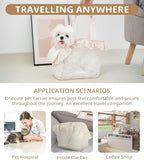 Dog Carrier for Small Dogs Rabbit cat with Lace Design, Cotton Bag, Dog Carrier Soft Sided, Collapsible Travel Puppy Carrier (Beige, 9.4" L x 5.9" W x 9.4" H)