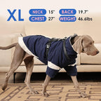 XX-Large Dog Winter Coat with Harness 2 in 1-for Walk The Dogs | Thick and Warm Lining for Cold Winter,Turtleneck Windproof Snowsuit with Sleeves,Night Reflective Harness(Navy-Blue)
