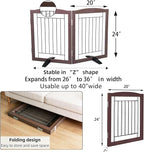 Dog Fence Indoor,Dog Gate Indoor for Doorway pet gate -2-Panel Freestanding, Hallways, House or Stairs -40x24-Inch Retractable Foldable Expandable Wood Pet by SFJC (Brown) ﻿