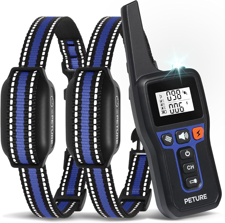 Dog Bark Collar with Remote, 3300Ft 2-in-1 Bark and Shock Collar Combo with Beep Vibration Static and Auto Bark Mode, IPX7 Waterproof Dog Training Collar for 7-120lbs Small Medium Large Dogs (2 Pack)