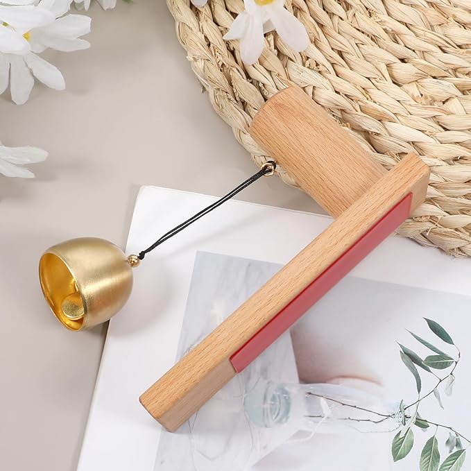 Shopkeepers Bell for Door Opening, Vintage Wooden Wind Chime Doorbell with Brass Bell, Unique Ornaments as Hanging Decoration for Business When Entering, Dog Door Bell, Self-Adhesive, 2Pack