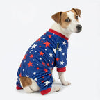 Fitwarm 4th of July Dog Pajamas, Patriotic Stars Dog Clothes for Small Dogs Boy Girl, Dog Onesie with Feet, Pet Outfit, Red, Blue, White, XXL