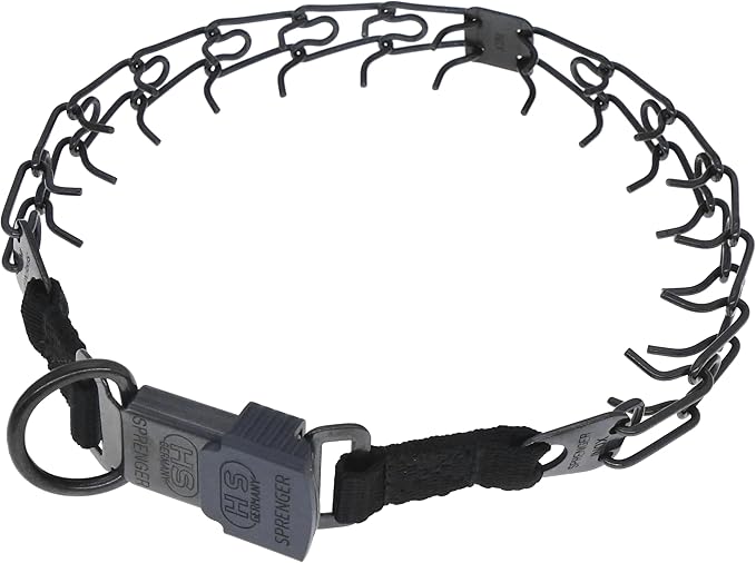 Herm Sprenger Black Stainless Steel Prong Dog Training Collar with Quick Release Buckle No-Pull Collar for Dogs (Black, 20in x 2.25mm (Neck Size Up to 17in))