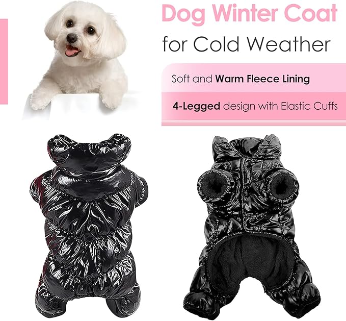 AOFITEE Dog Winter Coat, Waterproof Dog Jacket, Fullbody Dogs Winter Coat Snowsuit, Windproof Puppy Puffer Jacket Snow Suit with Legs, Pet Fleece Vest, Cold Weather Coats for Small Dogs, Black XXL
