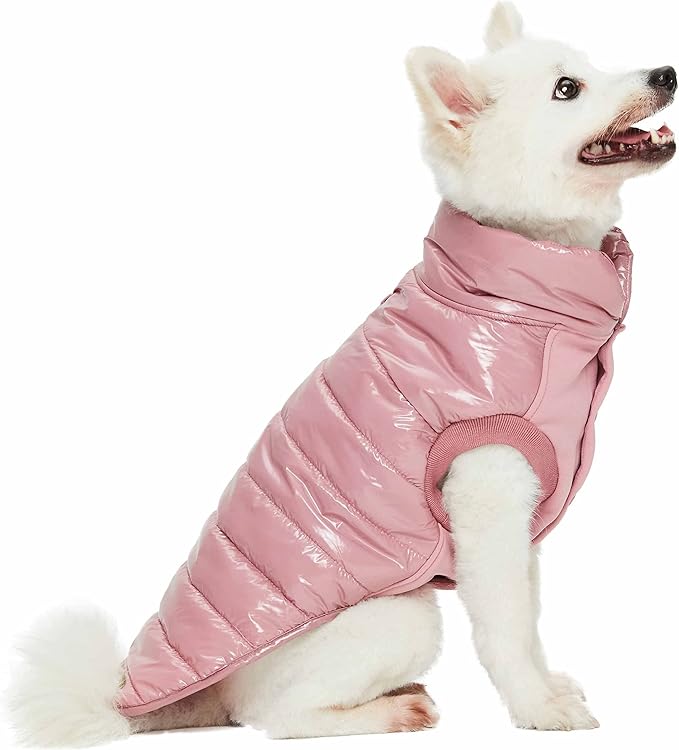 Blueberry Pet Cozy Windproof Lightweight Quilted Dog Jacket – Mauve Pink Winter Coat for Large Dogs, Size 16 (17" Back Length), Warm Outdoor Wear for Medium & Small Breeds