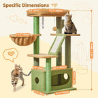 Taoqimiao Cat Tree,38.5-Inch Cat Tower for Indoor Cats,Suitable for Kittens with Luxurious cat condo with Adjustable Baskets and Luxurious Perch MS029ST Cactus