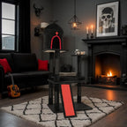 Gothic Cat Tree with Coffin Bed,53" Cat Tower with Spacious Cat Condo，Scratching Posts，Spider Hanging Ball，Multi-Level Cat Activities Furniture for Large Cats, Black Halloween