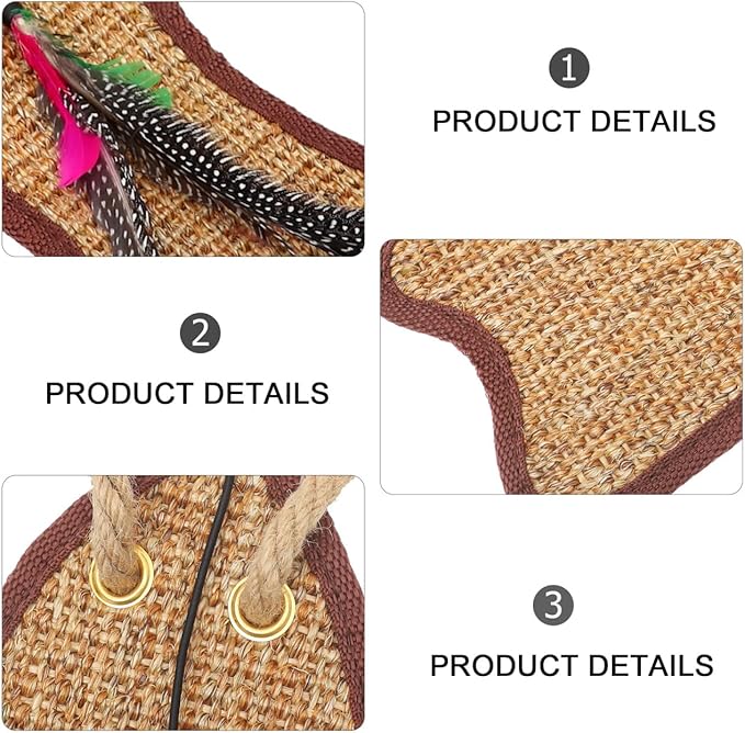 Balacoo Hanging Cat Scratcher Mat, Fish Shaped Sisal Cat Scratch Pad for Door Knobs - Door Scratcher for Indoor Kitten Clawing and Playing - Random Colors, 20.83X5.23 inch