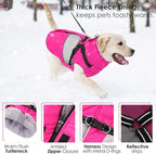 AOFITEE Dog Winter Coat, Dog Coat with Harness Built in, Dogs Jacket for Large Dogs, Reflective Waterproof Pet Puffer Jacket Snowsuit, Warm Fleece Windproof Pet Sweater for Cold Weather, XL