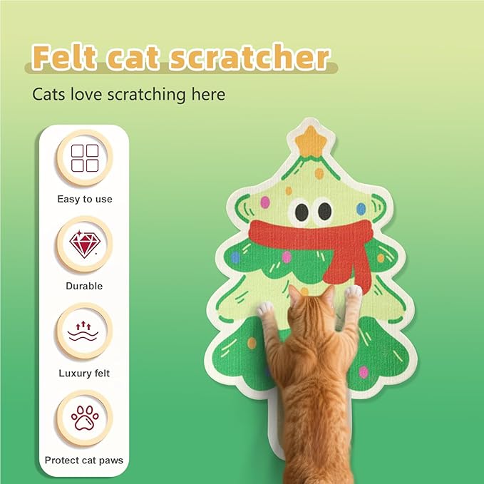 Wall Mounted Cat Scratching Pad with Back Adhesive Self-Adhesive Cat Scratcher Board for Wall, Door Sofa Extra Large Durable Cat Scratcher Mat for Indoor Cats Trimmable Design (Green)