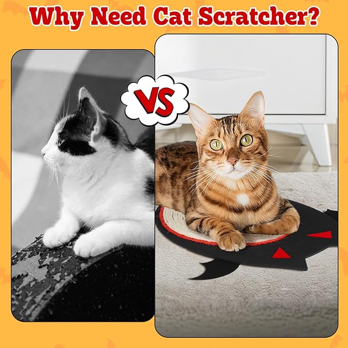 iplusmile Halloween Cat Scratch Mat, Bats Shaped Sisal Scratching Pad, 12" x 12"