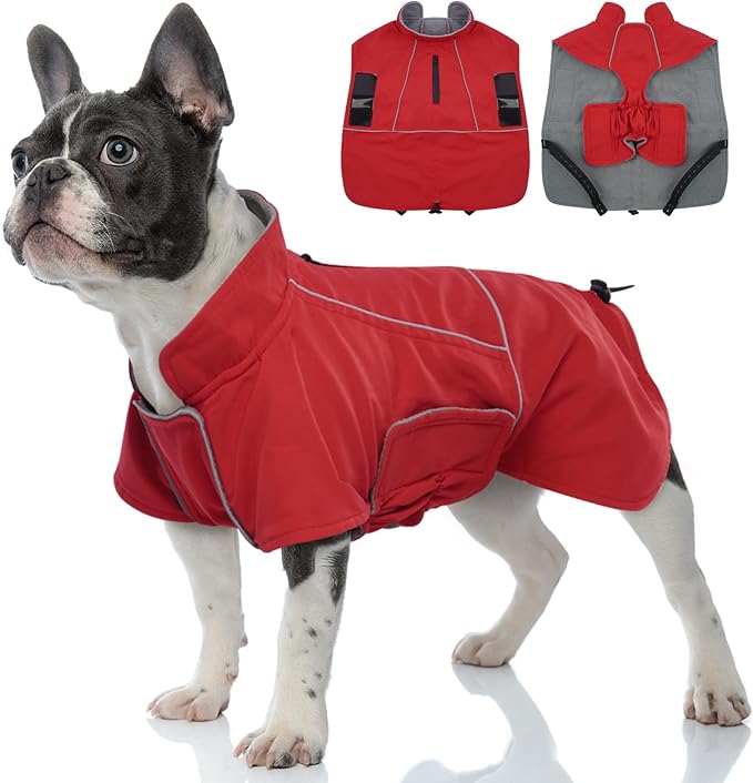 MIGOHI Dog Snow Jacket,Large Dog Winter Coat,Winter Jackets for Dogs,Fleece Jacket for Dogs Boy Girl,Pet Clothes for Hiking Camping,Corgi,Shibainu,L,Red