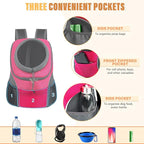 YUDODO 4-8lbs Dog Front Carrier Backpack, Adjustable Breathable Pet Carrier for Small Dogs, Ventilated Puppy Back Pack with Safety Belt, Lightweight Doggy Backpack for Hiking Outdoor (Rose, M)