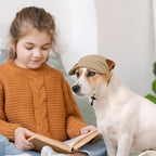 Dog Baseball Cap, Dog Cat Summer Beach Visor Hat with Ear Holes, Adjustable Puppy Sunbonnet Headdress (Brown, Small)