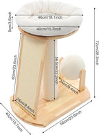 Wooden Cat Tree with Cuddle Bed and Scratching Posts, Multi-Level Cat Tower with Ramp and Ball, Compact Cat Furniture for Indoor Cats, Rubberwood Sisal Cat Climber for Small Spaces ﻿ (Style 1)