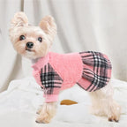 Dog Sweater Dog Clothes for Small Dogs Boy Girl Fall Puppy Dress Warm Fleece Chihuahua Yorkie Teacup Doggie Sweaters Dresses Doggy Sweater for Small Dogs Girl Cat Outfit, Pink Plaid, S
