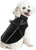 Dog Winter Coat Reflective Water-Resistant Jacket, Fleece Lined Windproof Puppy Coat with Back Zipper & D-Ring, Cold Weather Dog Coats for Small Medium Dogs (XL, Black)