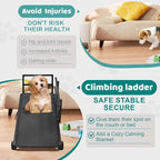 Dog Ramp for Bed, Adjustable Pet Ramps for Dog to Get on Bed, Non-Slip Rubber Surface - Folding Wooden Dog Ramp for Small/Large/Old Dogs, Adjustable up to 23.5 inch High Beds, Safety Railings