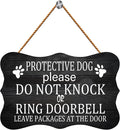 Licpact Protective Dog Please Do Not Knock or Ring Doorbell Ring Doorbell Leave Packages at The Door Wooden Sign 12 x 8 inch Wood Plank Design Hanging Sign Rustic Wood Farmhouse Home Decor
