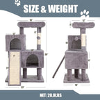 Cat Tree for Indoor Cats, 36in Cat Tower Multi-Level Cat Condo with Sisal Scratching, Scratching Board, Dangling Ball, Extra Large Perch for Cats and Kittens (Ashy)