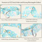 1.5 Inch Martingale Dog Collar - No Pull Design Nylon Training Collar for Medium, Large & XL Dogs | Heavy Duty Adjustable Choke-Free Collar for Large Breed Pets (Blue Daisy XL