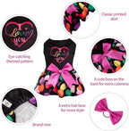 CuteBone I Love U Dress Velvet for Small Dogs Girl Puppy Dresses Black Dog Clothes CVA11S-D