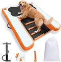 VOFiTNY Dog Pool Ramp 4.6ft x 3.3ft x 4in Inflatable Puppy Water Raft Plank Portable Pup Mat Floating Doggy Floats Ladder Boat Lake Play Bright Orange